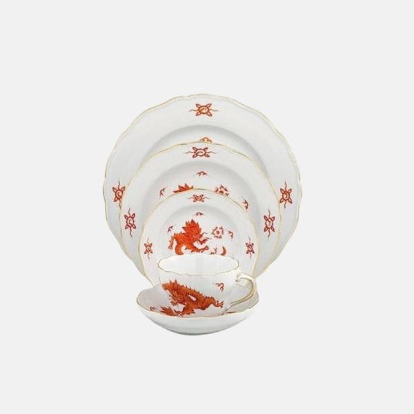 Ming Dragon Elements ,Light,Red,Gold Rim